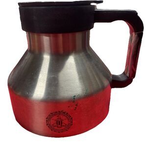 Vintage 90s Stainless Steel No-Tip Spill Mug Travel Coffee Cup FBI CIA Logo Camp